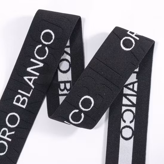Weben von elastischem Gurtband, kundenspezifisches Design, Jacquard-Muster, gewebtes elastisches Nylon-Taillenband
